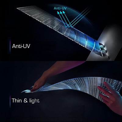 매우 투명한 LED 크리스탈 필름 스크린 초 얇은 디자인 경계 없는 투명한 디스플레이